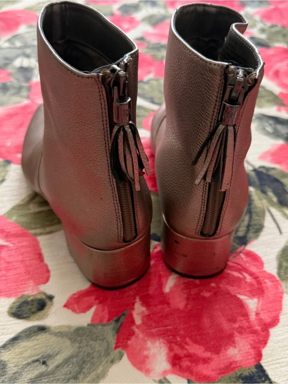 Karl Lagerfeld Metallic Brown Pointed Toe Ankle Boots